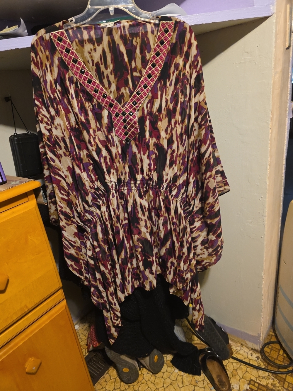 Fashion Bug Multi-Color Boho V-Neck Tunic with Embellished Trim